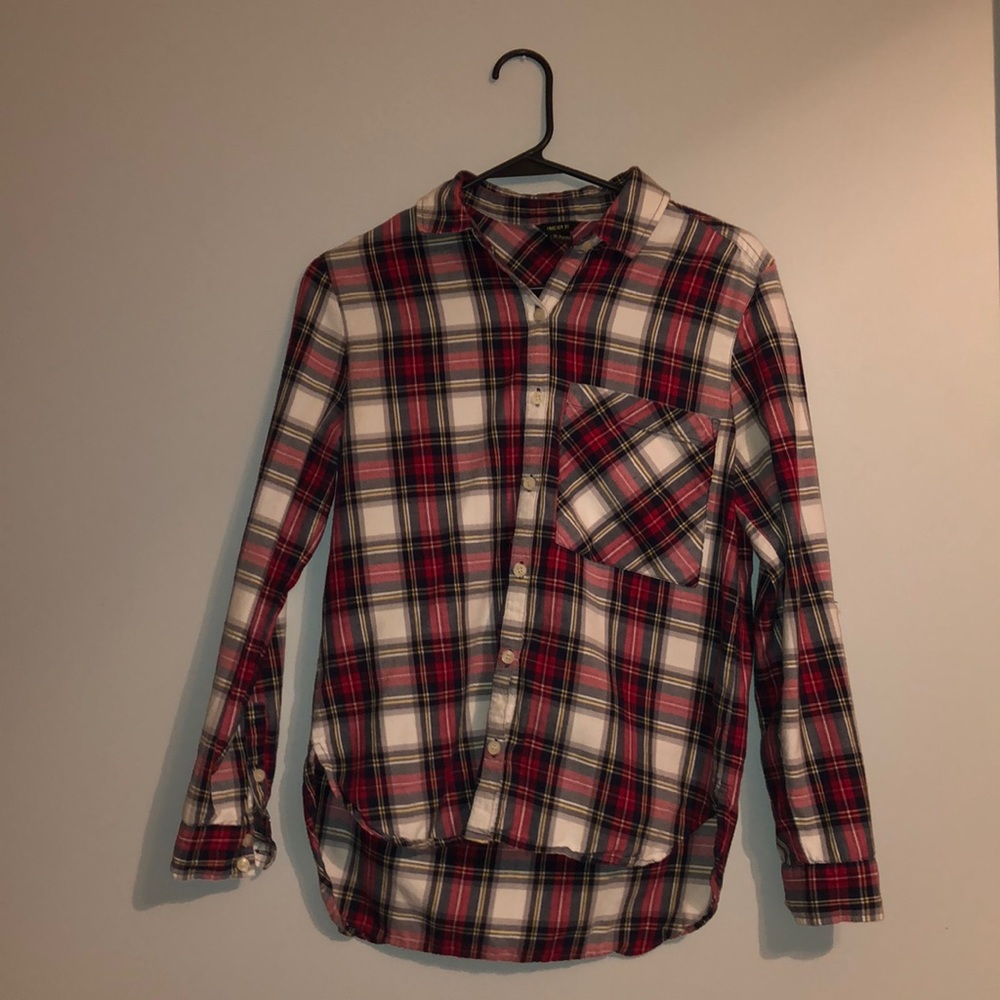 Red button down flannel.